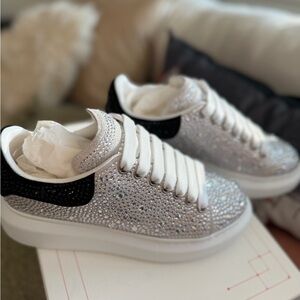 Alexander McQueen Silver and Black Women's Sneakers